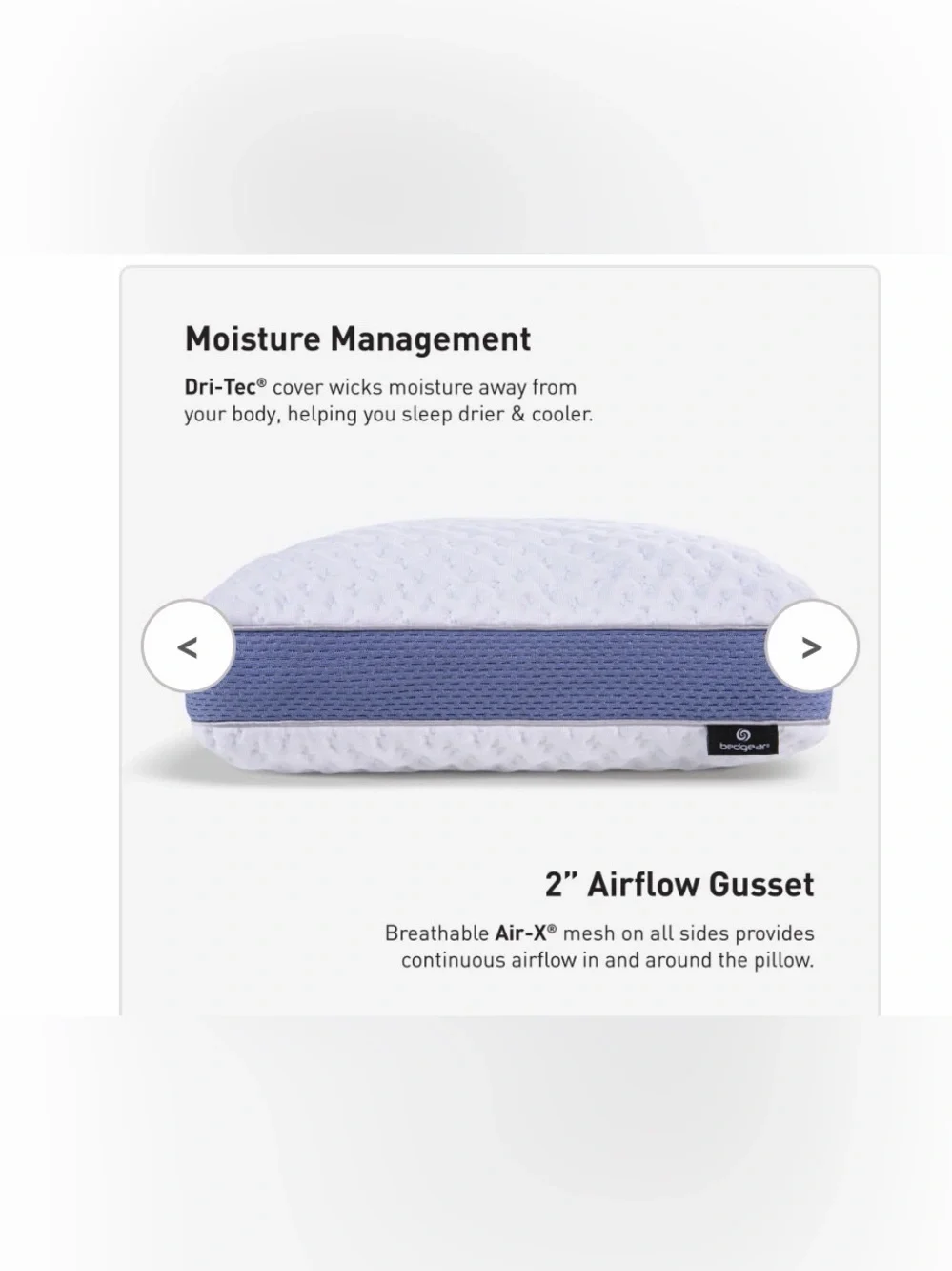 Bedgear Balance Performance® Pillow - 1.0 - Brand New